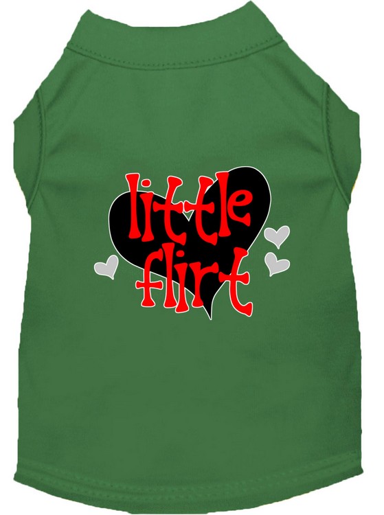 Little Flirt Screen Print Dog Shirt Green XS